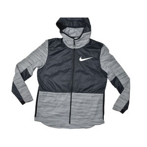 Nike Basketball Dri-FIT Jacket Men's Gray Black Striped Size L Full Zip Hoodie